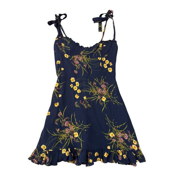 Reformation Floral Mini Dress - Black with Yellow and Purple - Picture 2 of 14